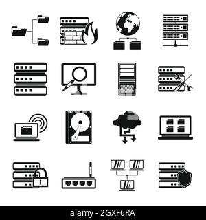 Big data icons set in simple style isolated on white background Stock Photo