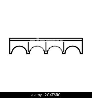 Bridge icon in outline style isolated on white background Stock Photo