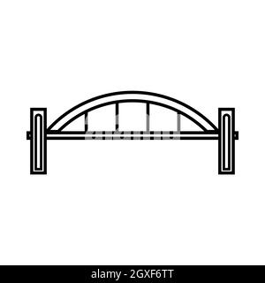 Bridge icon in outline style isolated on white background Stock Photo