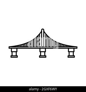 Bridge icon in outline style isolated on white background Stock Photo