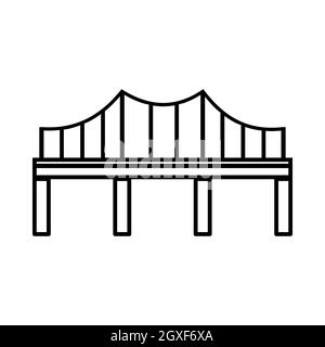 Bridge icon in outline style isolated on white background Stock Photo