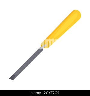 Chisel icon in cartoon style on a white background Stock Photo