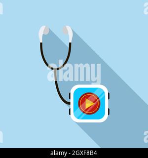 Media player icon in flat style on a light blue background Stock Photo