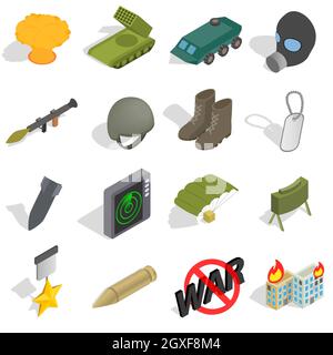 War Icons set in isometric 3d style isolated on white background Stock Photo