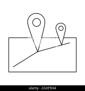 GPS navigation icon in outline style isolated on white background. Road symbol Stock Photo