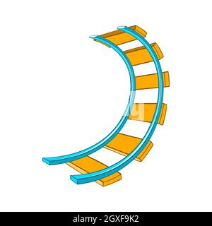 Roller coaster track icon in cartoon style on a white background Stock Photo