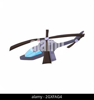 Military helicopter icon in cartoon style on a white background Stock Photo