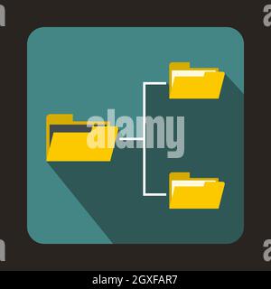 Folders structure icon in flat style on a blue background Stock Photo