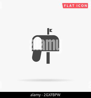 Post Box flat vector icon. Hand drawn style design illustrations. Stock Vector