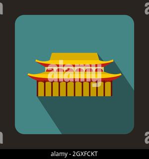 Buddha Toothe Relic Temple in Singapore icon in flat style on a bluegreen background Stock Photo