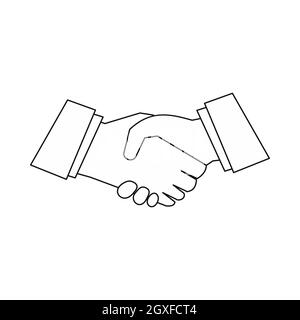 Handshake icon in outline style isolated on white background Stock Photo