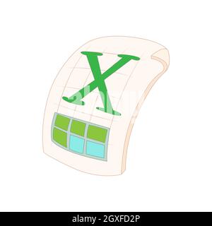 XLS icon in cartoon style on a white background Stock Photo