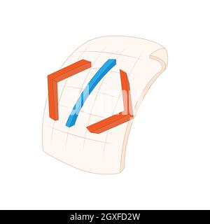 HTML file icon in cartoon style on a white background Stock Photo