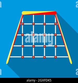 Climbing net in playground for children climb up icon in flat style on a sky blue background Stock Photo