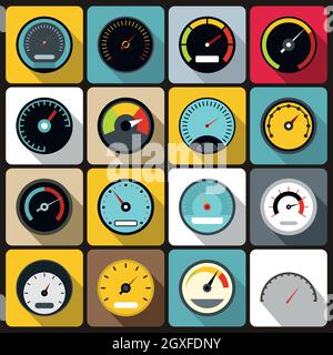 Speedometer Icon In Flat Style Vector For Apps, UI, Websites. Black ...