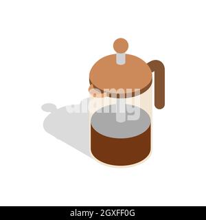 French press coffee maker icon in isometric 3d style on a white background Stock Photo