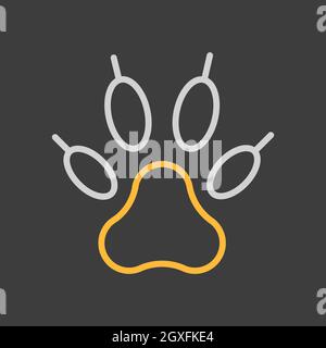 Predatory paw vector icon on dark background. Pet animal sign. Graph symbol for pet and veterinary web site and apps design, logo, app, UI Stock Photo