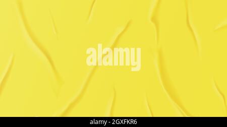 Realistic crumpled yellow background texture, folds - Vector illustration Stock Photo