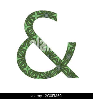 And sign of the alphabet made with a pattern of green stars, isolated on a white background Stock Photo