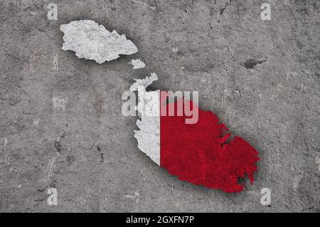 Map and flag of Malta on weathered concrete Stock Photo - Alamy