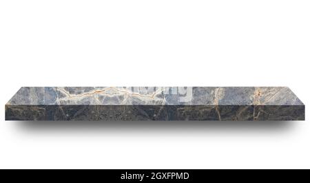 Grey marble empty shelf on white background Stock Photo