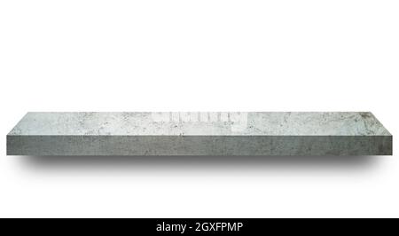 Grey stone empty shelf on white background Stock Photo