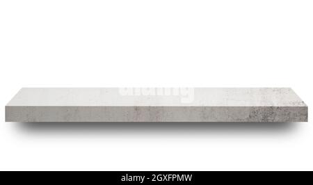 Grey marble empty shelf on white background Stock Photo