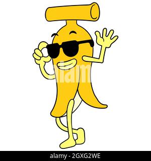 banana walking wearing cool stylish sunglasses Stock Vector