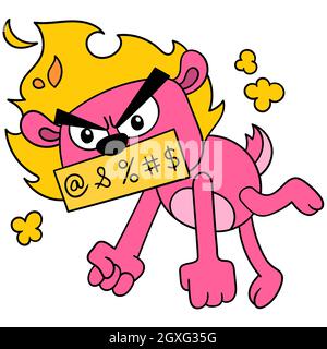 a lion is very angry with fire and cursing Stock Vector