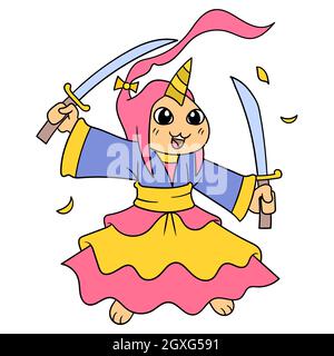 samurai warriors carrying two swords ready for battle Stock Vector