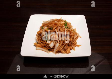 Delicious Chinese dish known as Lo Mien Noodles. Stock Photo