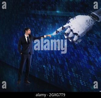 Connection between human and the digital world Stock Photo