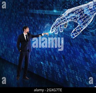 Connection between human and the digital world Stock Photo