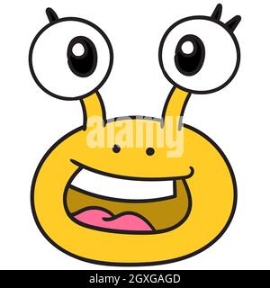 the snail head was laughing happily with big eyes Stock Vector