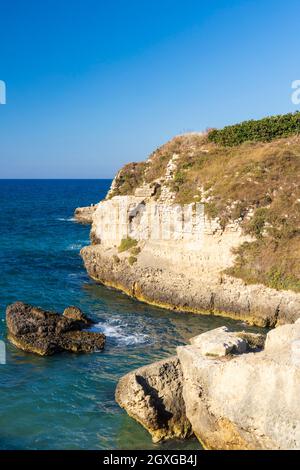 Roca Vecchia, Archaeological site near Torre di Roca Vecchia, Apulia, Italy Stock Photo