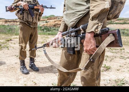 Soviet paratroopers in Afghanistan during the Soviet Afghan War Stock Photo