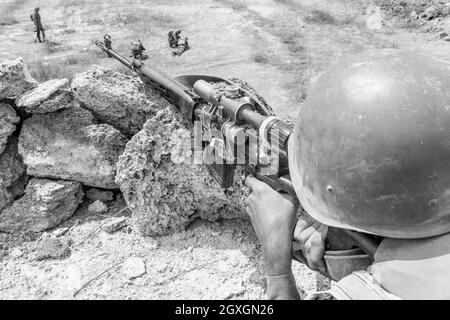 Soviet paratrooper in Afghanistan during the Soviet Afghan War Stock Photo