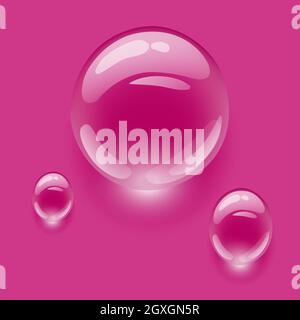 Realistic transparent water drops on colorful backgrounds. Vector illustration. Drops water rain Stock Vector