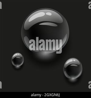 Realistic transparent water drops on colorful backgrounds. Vector illustration. Drops water rain Stock Vector