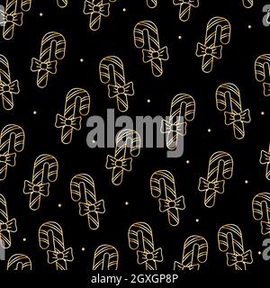Christmas seamless patterns, prints with gold elements. Vector patterns. Golden objects on a dark background Stock Vector