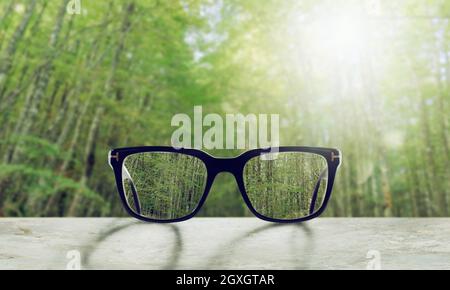 Glasses that adjust correctly eyesight from blurred to sharp Stock Photo