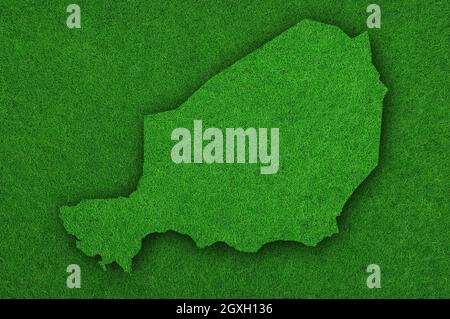 Map of Niger on green felt Stock Photo