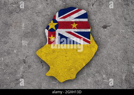 Map and flag of Niue on weathered concrete Stock Photo - Alamy
