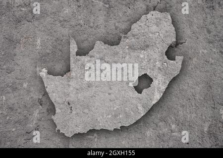 Map of South Africa on weathered concrete Stock Photo
