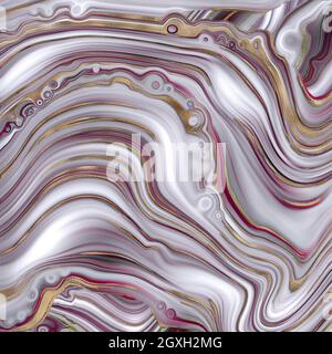 Abstract agate marble background in pastel red, fake stone texture, trendy red pink white marbling effect with gold veins, creative agate, artistic ma Stock Photo