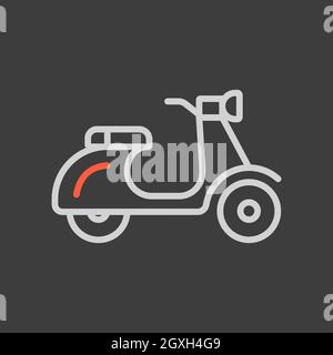 Scooter moped flat vector icon on dark background. Graph symbol for travel and tourism web site and apps design, logo, app, UI Stock Photo