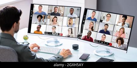 Video Conference Training Online Or Virtual Presentation Webinar Stock Photo