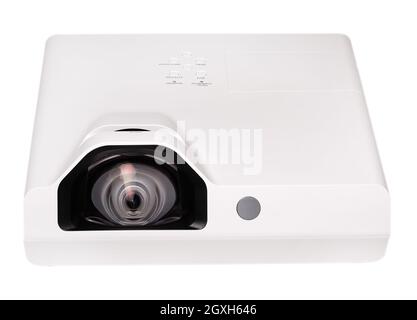 Projector multimedia white colour on white background Stock Photo - Alamy