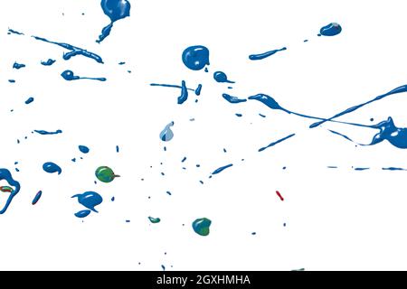 Colored splashes in abstract shape, isolated on white background Stock Photo