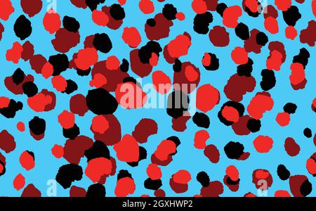 Abstract modern leopard seamless pattern. Animals trendy background. Red and blue decorative vector stock illustration for print, card, postcard Stock Vector